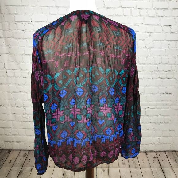 Lucky Brand Women's Size L Geometric All Over Print Blouse - Picture 2 of 6